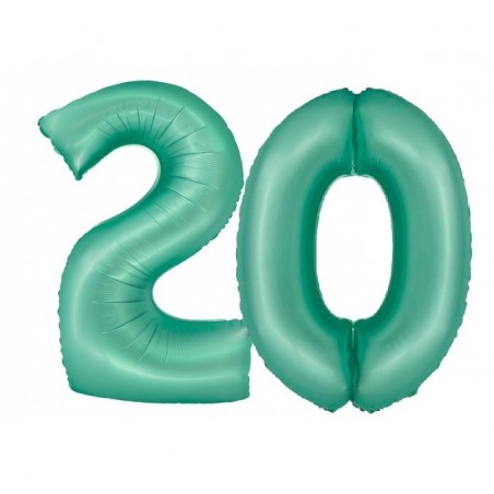 Balony foliowe Cyfra 20 - 76 cm SMART - miętowe