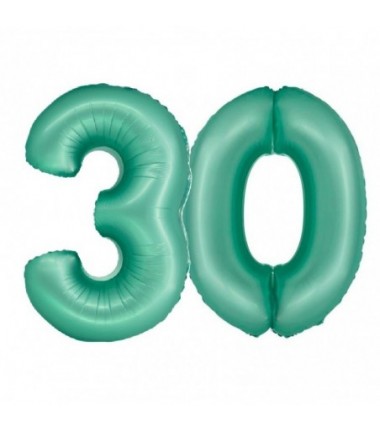 Balony foliowe Cyfra 30 - 76 cm SMART - miętowe