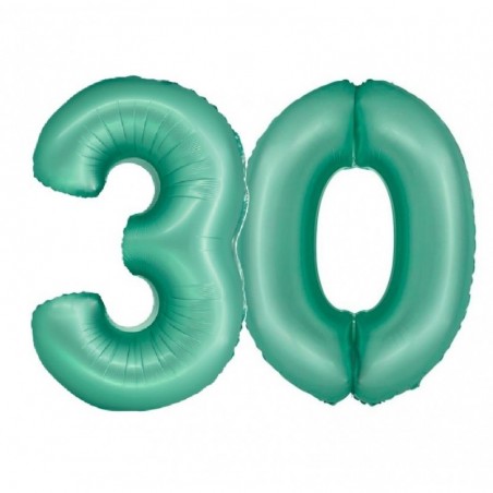 Balony foliowe Cyfra 30 - 76 cm SMART - miętowe