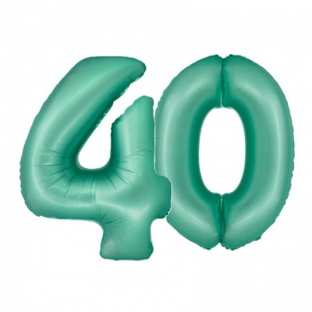 Balony foliowe Cyfra 40 - 76 cm SMART - miętowe
