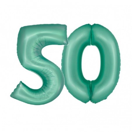 Balony foliowe Cyfra 50 - 76 cm SMART - miętowe