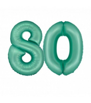 Balony foliowe Cyfra 80 - 76 cm SMART - miętowe