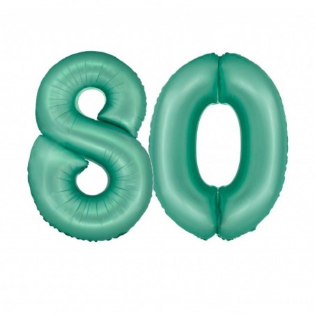Balony foliowe Cyfra 80 - 76 cm SMART - miętowe