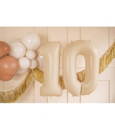 Balony foliowe Cyfra 10 - 72 cm - beżowe