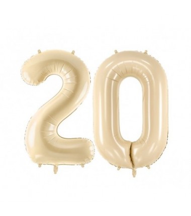 Balony foliowe Cyfra 20 - 72 cm - beżowe