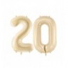 Balony foliowe Cyfra 20 - 72 cm - beżowe