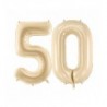 Balony foliowe Cyfra 50 - 72 cm - beżowe