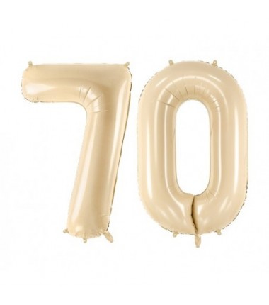 Balony foliowe Cyfra 70 - 72 cm - beżowe