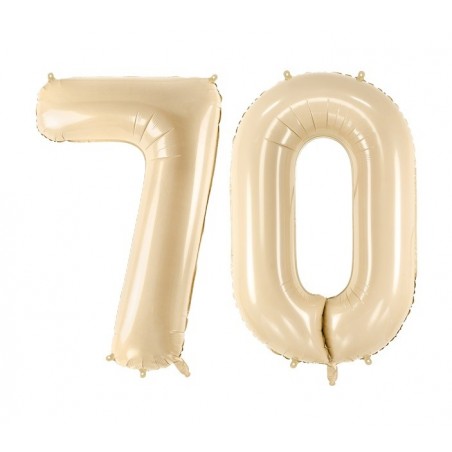Balony foliowe Cyfra 70 - 72 cm - beżowe