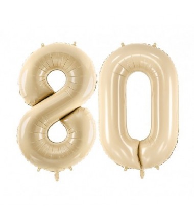 Balony foliowe Cyfra 80 - 72 cm - beżowe