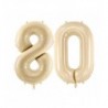 Balony foliowe Cyfra 80 - 72 cm - beżowe