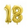 Balony foliowe Cyfra 18 - 72 cm - jasny złoty
