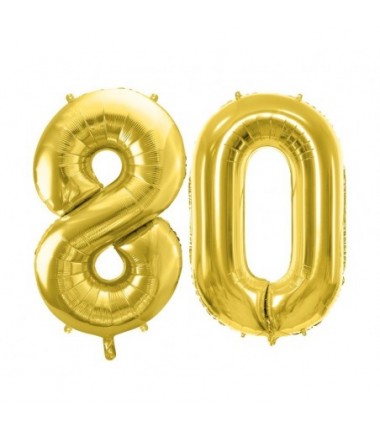 Balony foliowe Cyfra 80 - 72 cm - jasny złoty