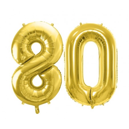 Balony foliowe Cyfra 80 - 72 cm - jasny złoty