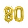 Balony foliowe Cyfra 80 - 72 cm - jasny złoty