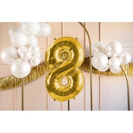 Balony foliowe Cyfra 80 - 72 cm - jasny złoty