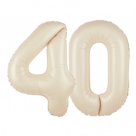 Balony foliowe Cyfra 40 - 100 cm - Kremowy