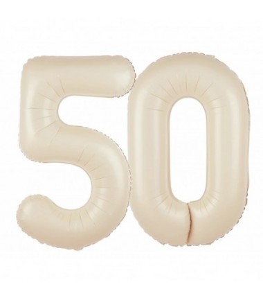 Balony foliowe Cyfra 50 - 100 cm - Kremowy