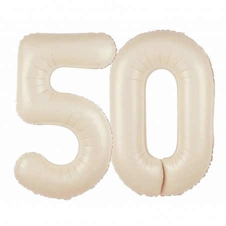 Balony foliowe Cyfra 50 - 100 cm - Kremowy