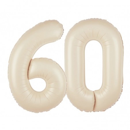 Balony foliowe Cyfra 60 - 100 cm - Kremowy