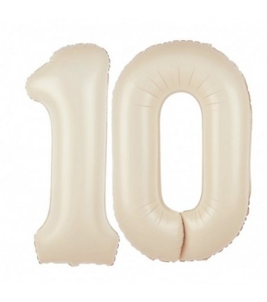 Balony foliowe Cyfra 10 - 100 cm - Kremowy
