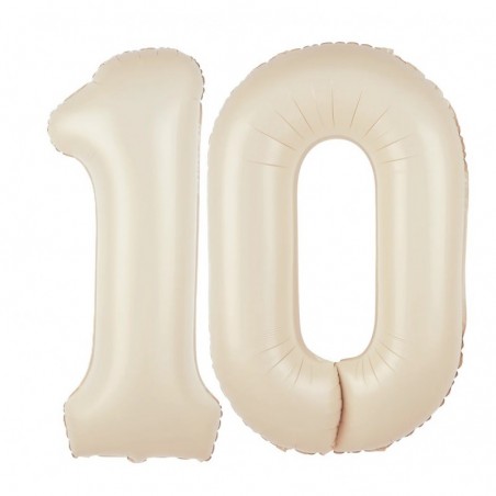 Balony foliowe Cyfra 10 - 100 cm - Kremowy