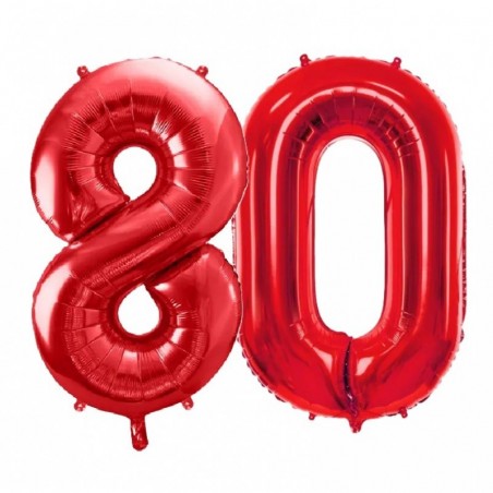 Balony foliowe Cyfra 80 - 86 cm - czerwony