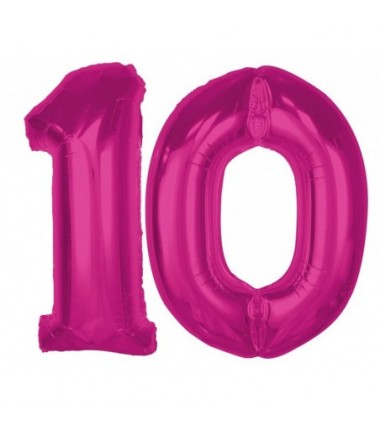 Balony foliowe Cyfra 10 - 92 cm SMART - różowe