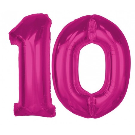 Balony foliowe Cyfra 10 - 92 cm SMART - różowe