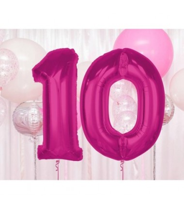 Balony foliowe Cyfra 10 - 92 cm SMART - różowe