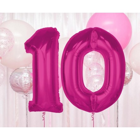 Balony foliowe Cyfra 10 - 92 cm SMART - różowe