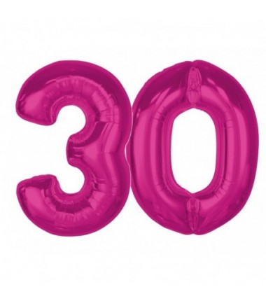 Balony foliowe Cyfra 30 - 92 cm SMART - różowe