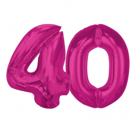 Balony foliowe Cyfra 40 - 92 cm SMART - różowe