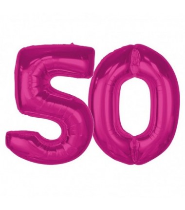Balony foliowe Cyfra 50 - 92 cm SMART - różowe
