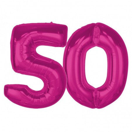 Balony foliowe Cyfra 50 - 92 cm SMART - różowe