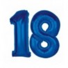 Balony foliowe Cyfra 18 - 92 cm SMART - niebieskie