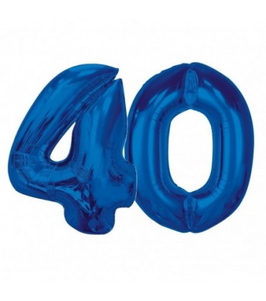Balony foliowe Cyfra 40 - 92 cm SMART - niebieskie