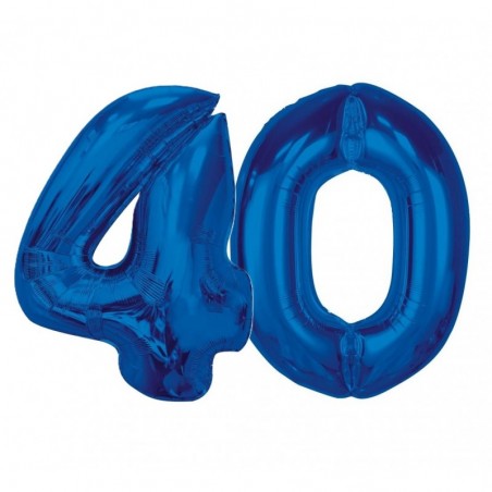 Balony foliowe Cyfra 40 - 92 cm SMART - niebieskie