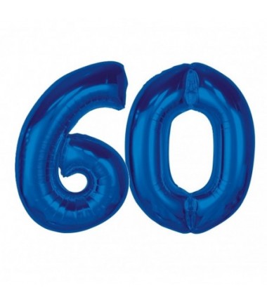 Balony foliowe Cyfra 60 - 92 cm SMART - niebieskie