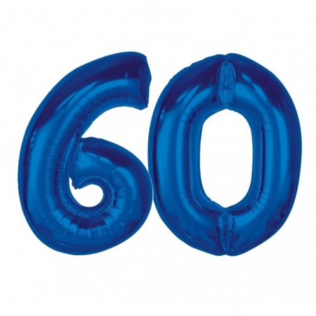 Balony foliowe Cyfra 60 - 92 cm SMART - niebieskie