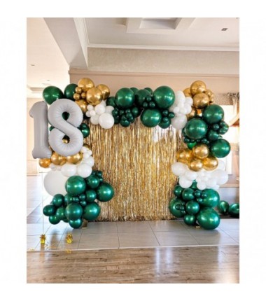 Balon metaliczny Decorator 35 cm - 14" ciemnozielony, butelkowa zieleń Metallic Forest Green - 10 sztuk