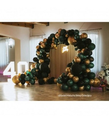 Balon metaliczny Decorator 35 cm - 14" ciemnozielony, butelkowa zieleń Metallic Forest Green - 10 sztuk