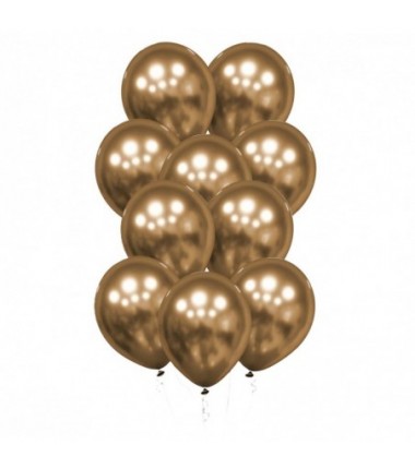 Balony Decomex 28 cm - 11" chromowane złote Luster Gold - 10 sztuk