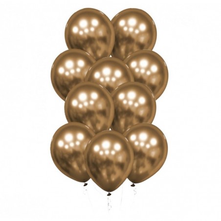 Balony Decomex 28 cm - 11" chromowane złote Luster Gold - 10 sztuk