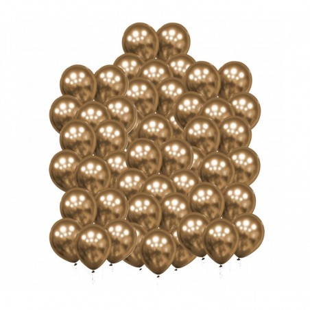 Balony Decomex 28 cm - 11" chromowane złote Luster Gold - 50 sztuk