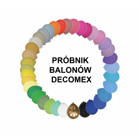 PRÓBNIK WZORNIK BALONÓW DECOMEX - 36 sztuk balonów