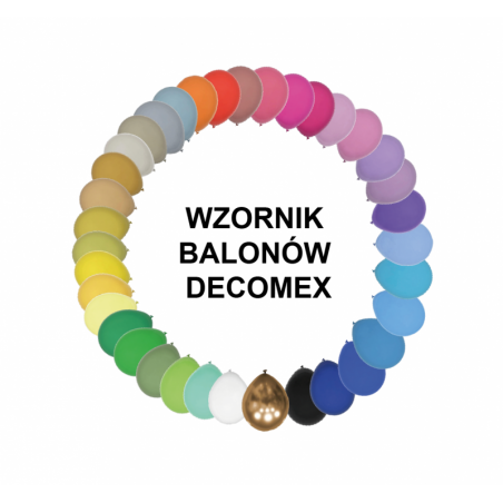 PRÓBNIK WZORNIK BALONÓW DECOMEX - 36 sztuk balonów