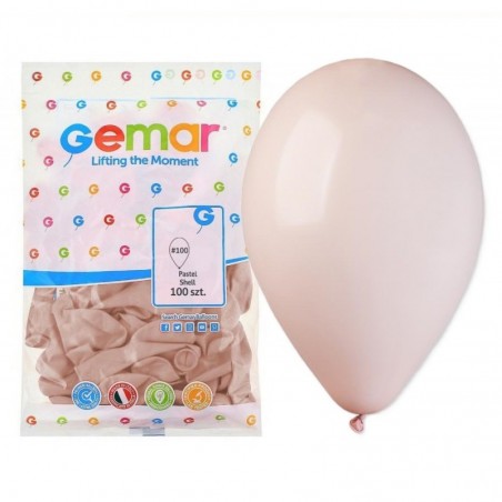Balony Gemar 26 cm - 10" - pastelowe jasnoróżowe Shell G90/100 - 100 sztuk