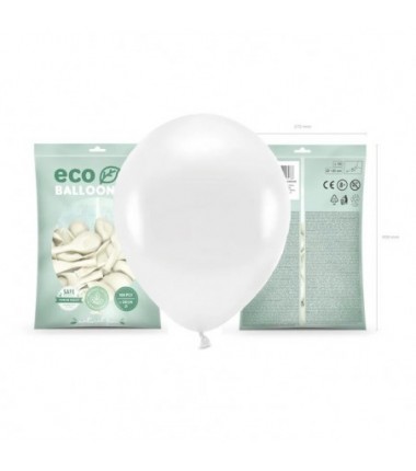 Balony metalizowane Eco 30 cm białe - 100 sztuk