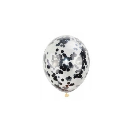 Balony konfetti czarne 30 cm - 5 sztuk